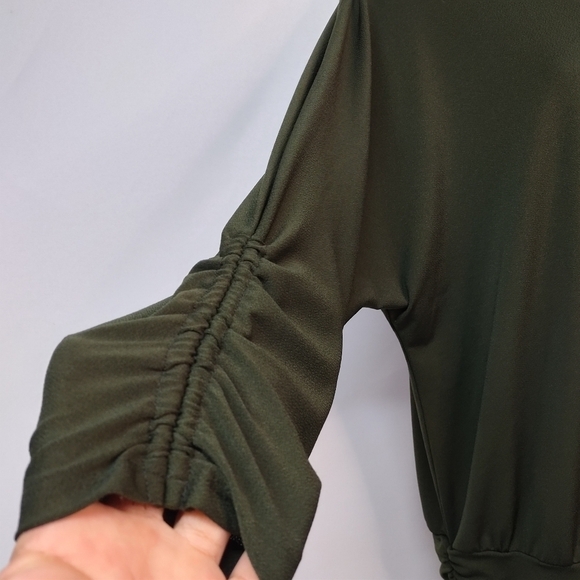 Apt. 9 Women's Green Ruched Sleeve Top Blouse Size L - Picture 6 of 12
